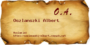 Oszlanszki Albert névjegykártya